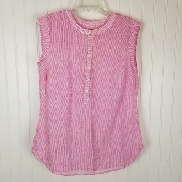Talbots Womens Pink Pin Stripe Sleeveless Blouse Cotton Size Small Lightweight - Picture 10 of 10